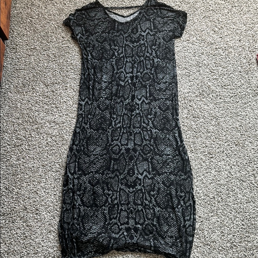 Black and Gray Snake Print Dress